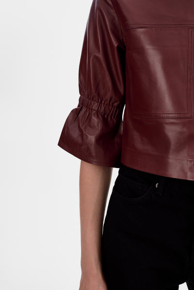 CAROLINA | Ruffle Sleeve Leather Jacket