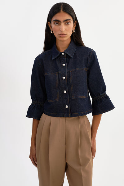 CAROLINA D | Ruffle Sleeve Denim Jacket