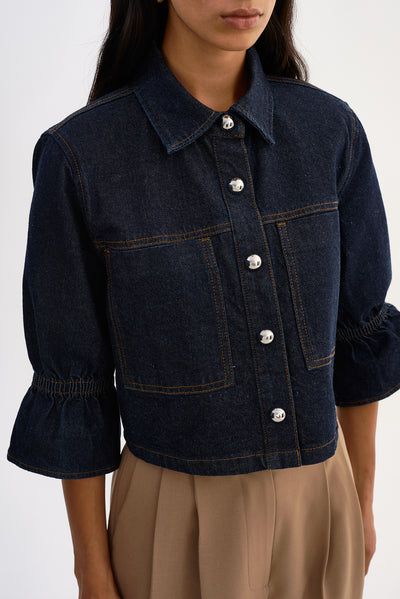 CAROLINA D | Ruffle Sleeve Denim Jacket