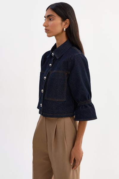 CAROLINA D | Ruffle Sleeve Denim Jacket