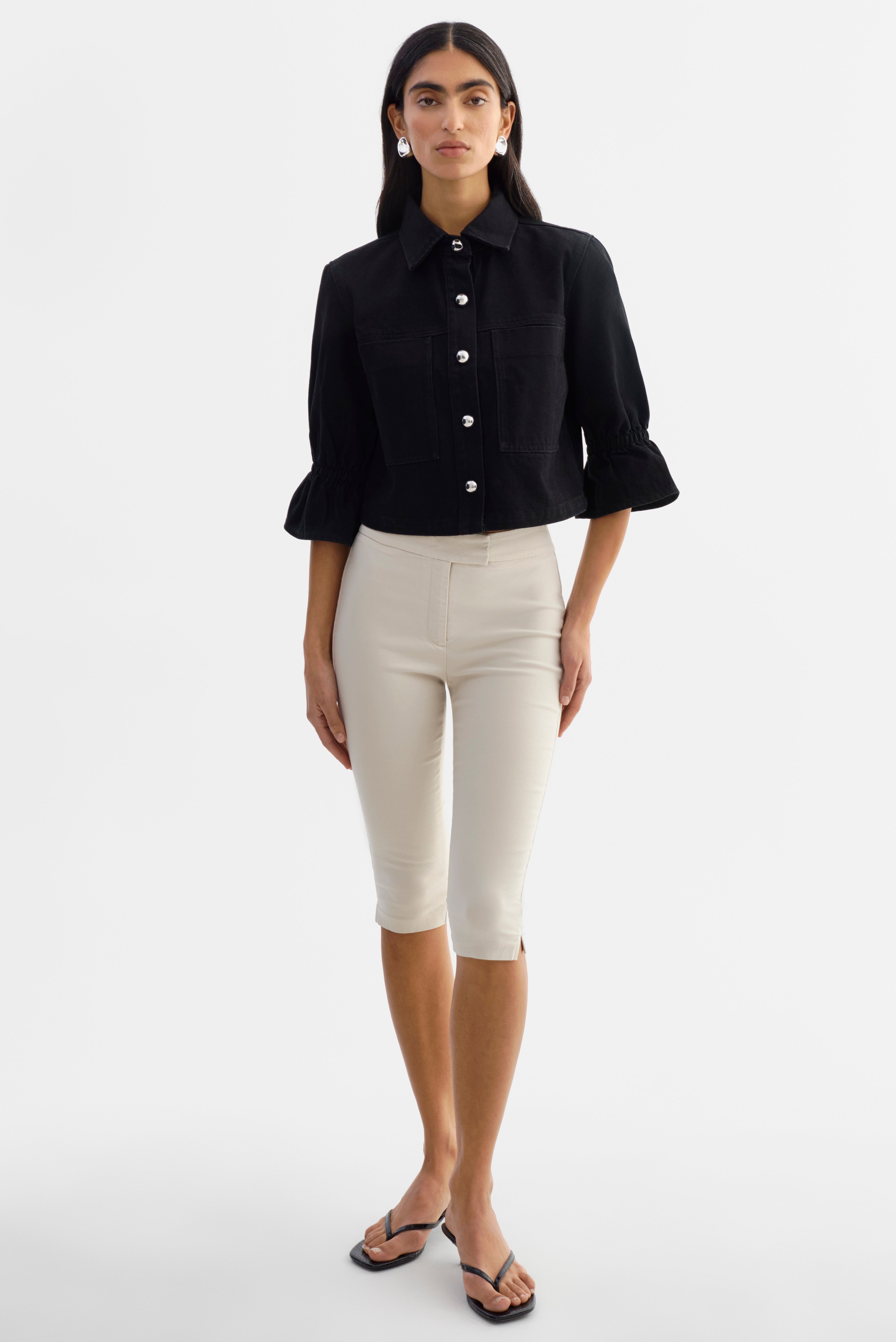 CAROLINA D | Veste en jean à manches à volants