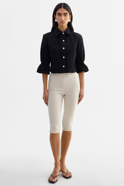 CAROLINA D | Ruffle Sleeve Denim Jacket