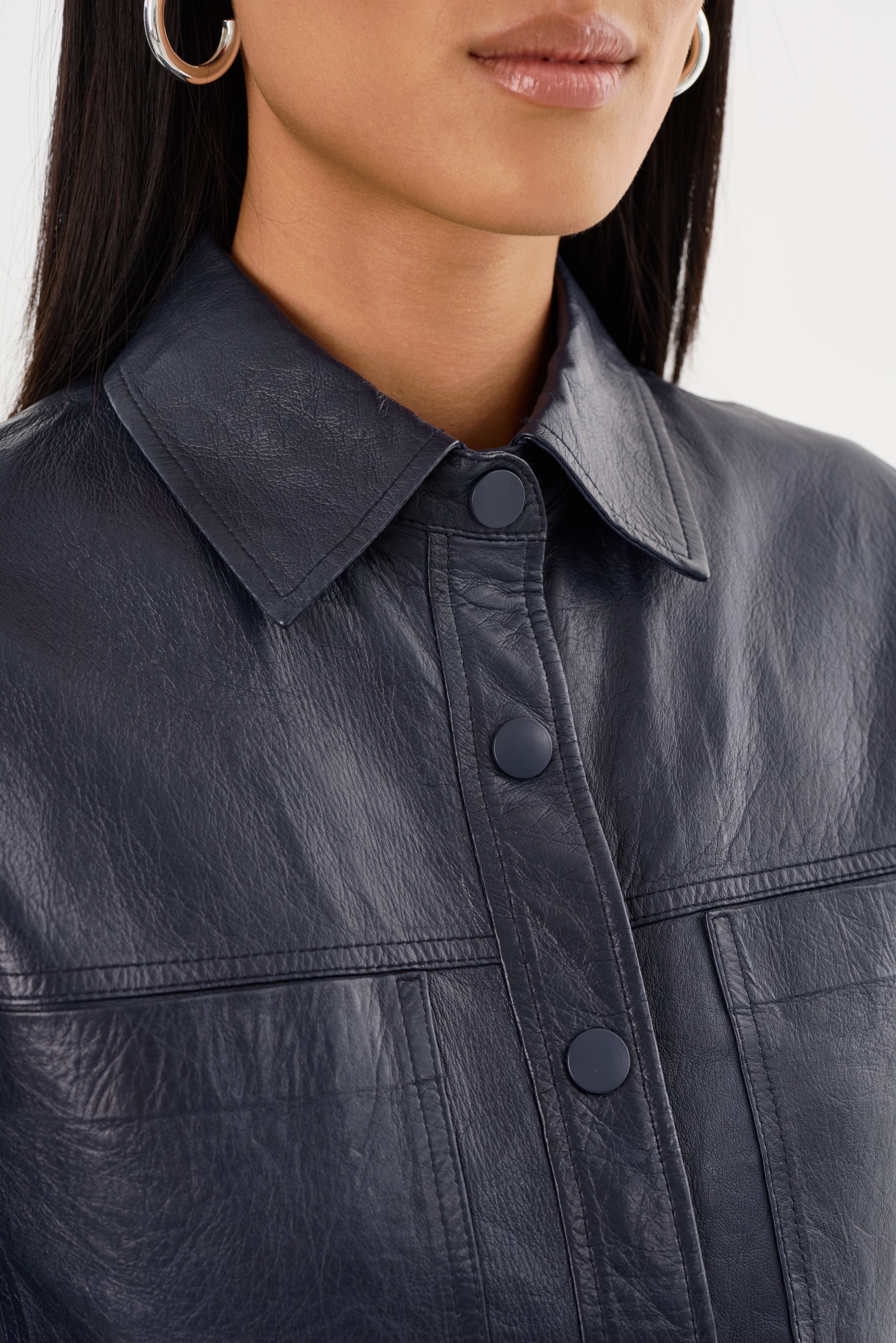 CAROLINA | Veste en cuir à manches à volants