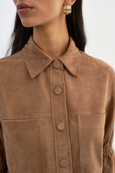 CAROLINA S | Ruffle Sleeve Suede Jacket