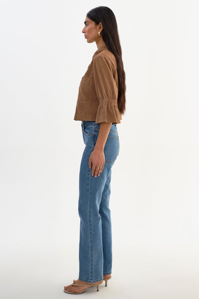 CAROLINA S | Ruffle Sleeve Suede Jacket