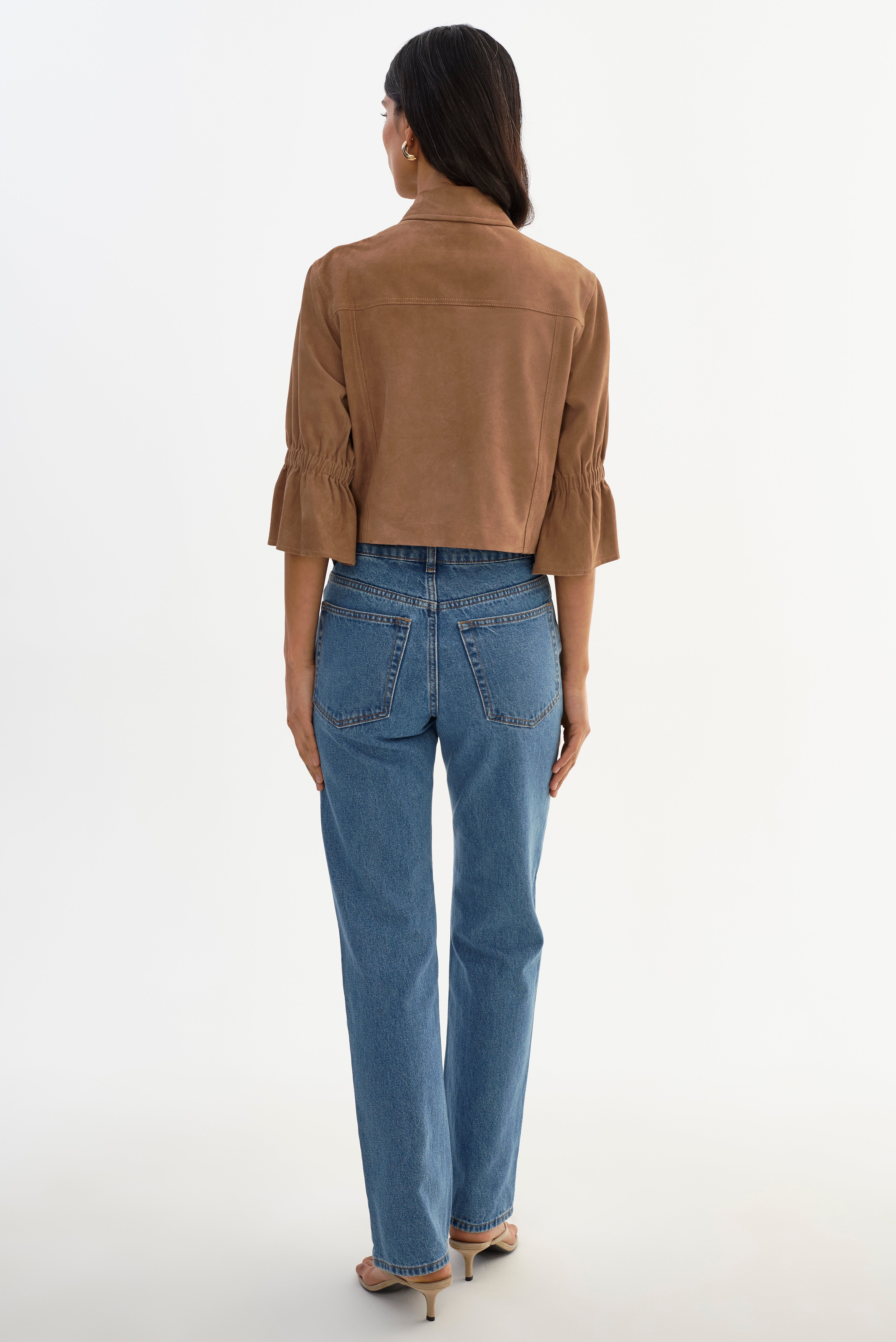 CAROLINA S | Veste en suède à manches volantées