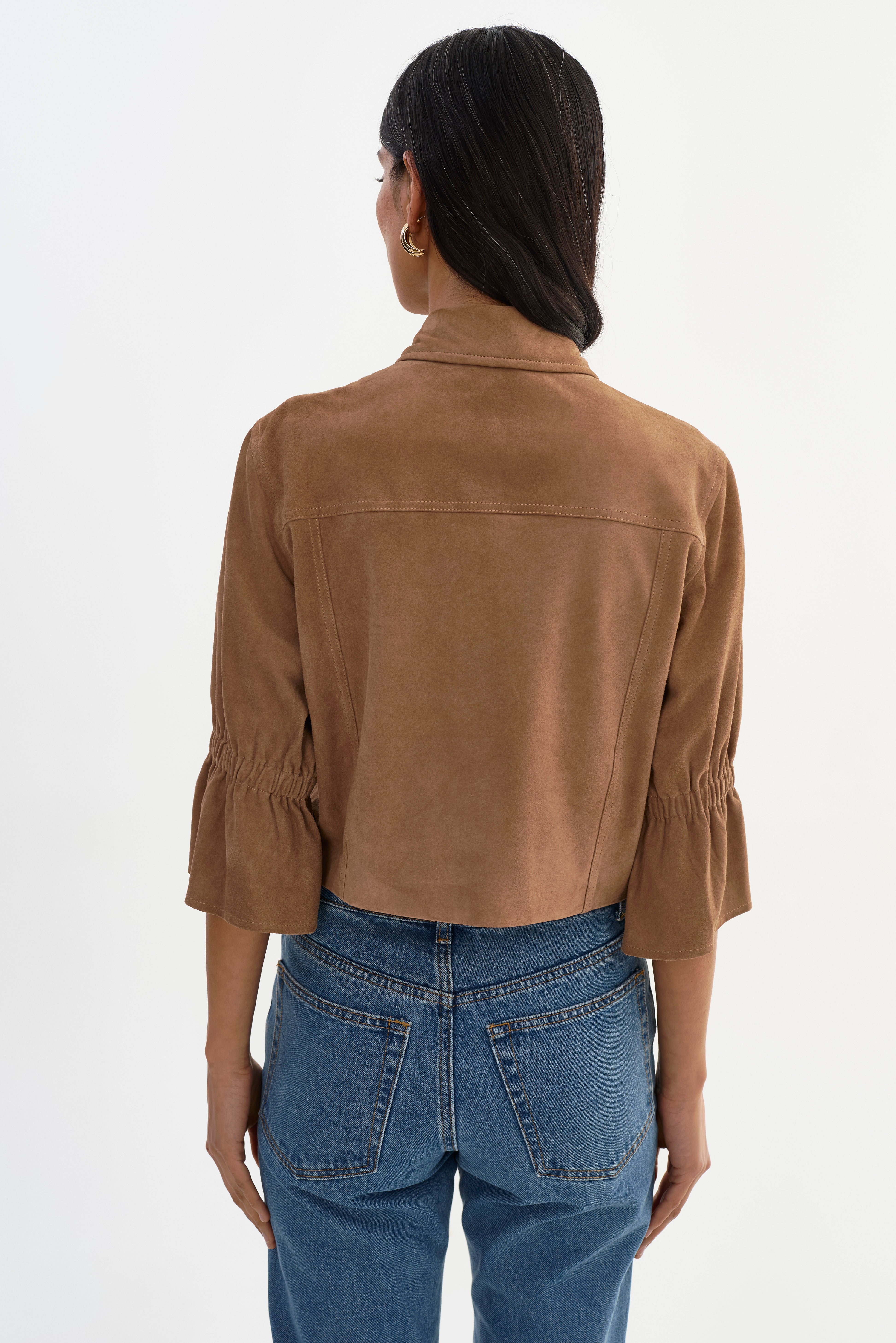 CAROLINA S | Ruffle Sleeve Suede Jacket
