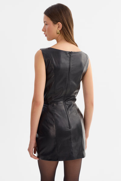 CASSANDRA | Leather Hourglass Mini Dress
