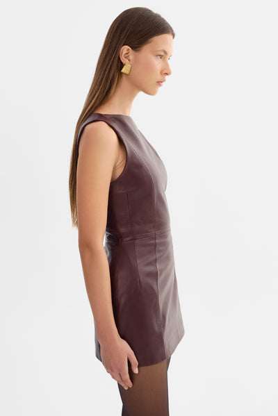 CASSANDRA | Leather Hourglass Mini Dress