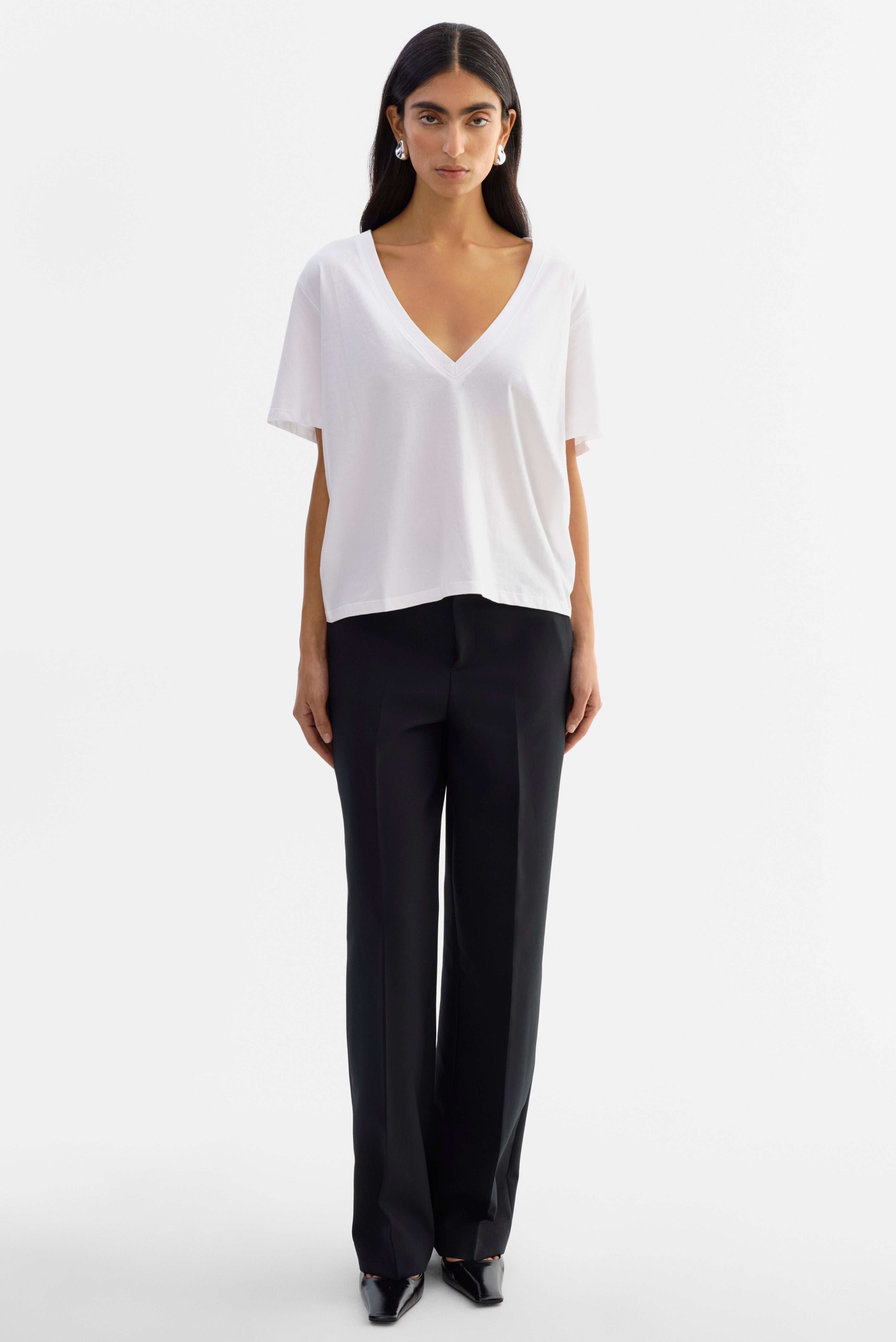 CECILIA T-shirt décolleté plongeant blanc