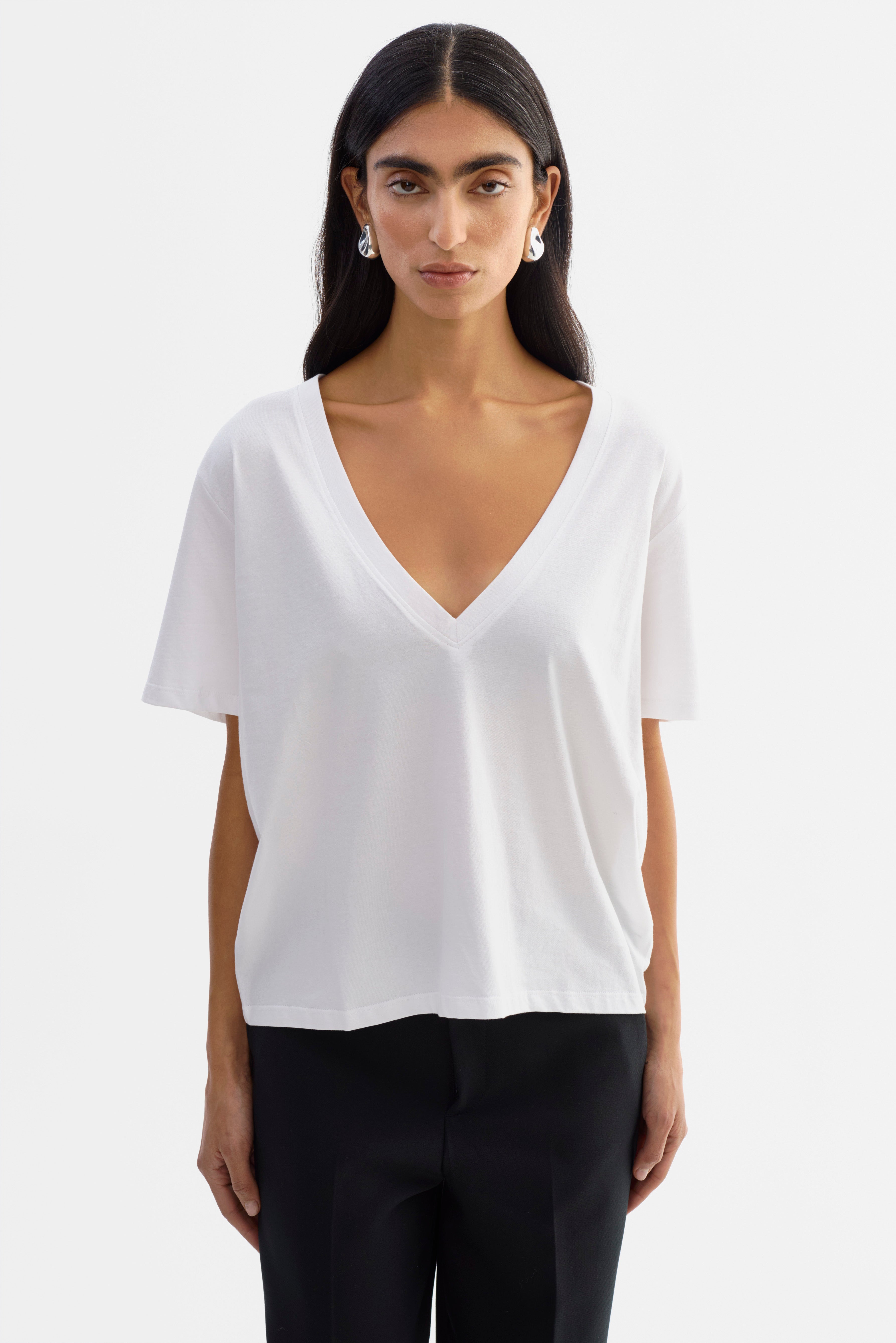 CECILIA T-shirt décolleté plongeant blanc
