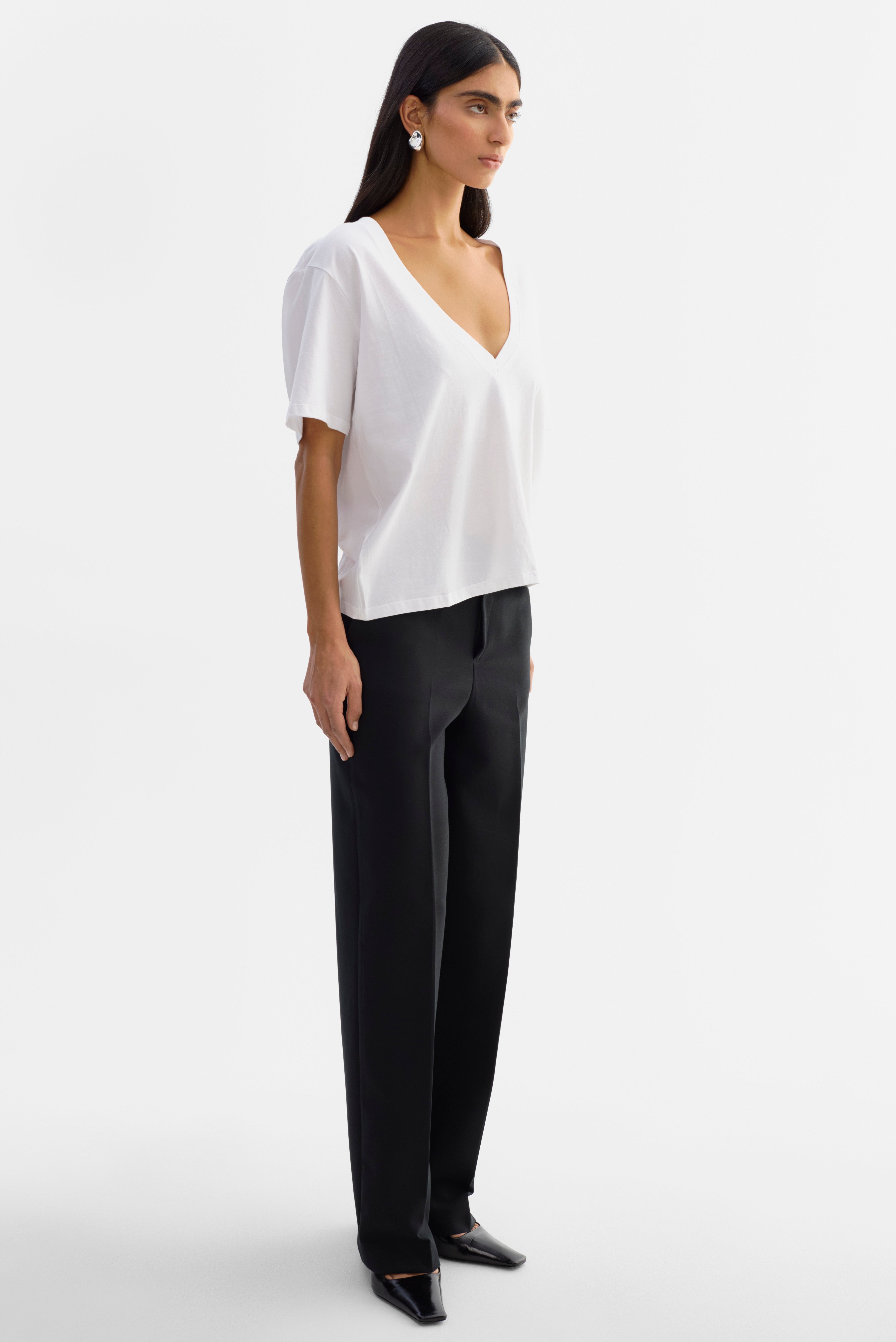 CECILIA T-shirt décolleté plongeant blanc