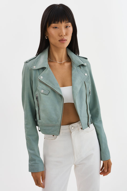 CIARA | Leather Crop Biker Jacket