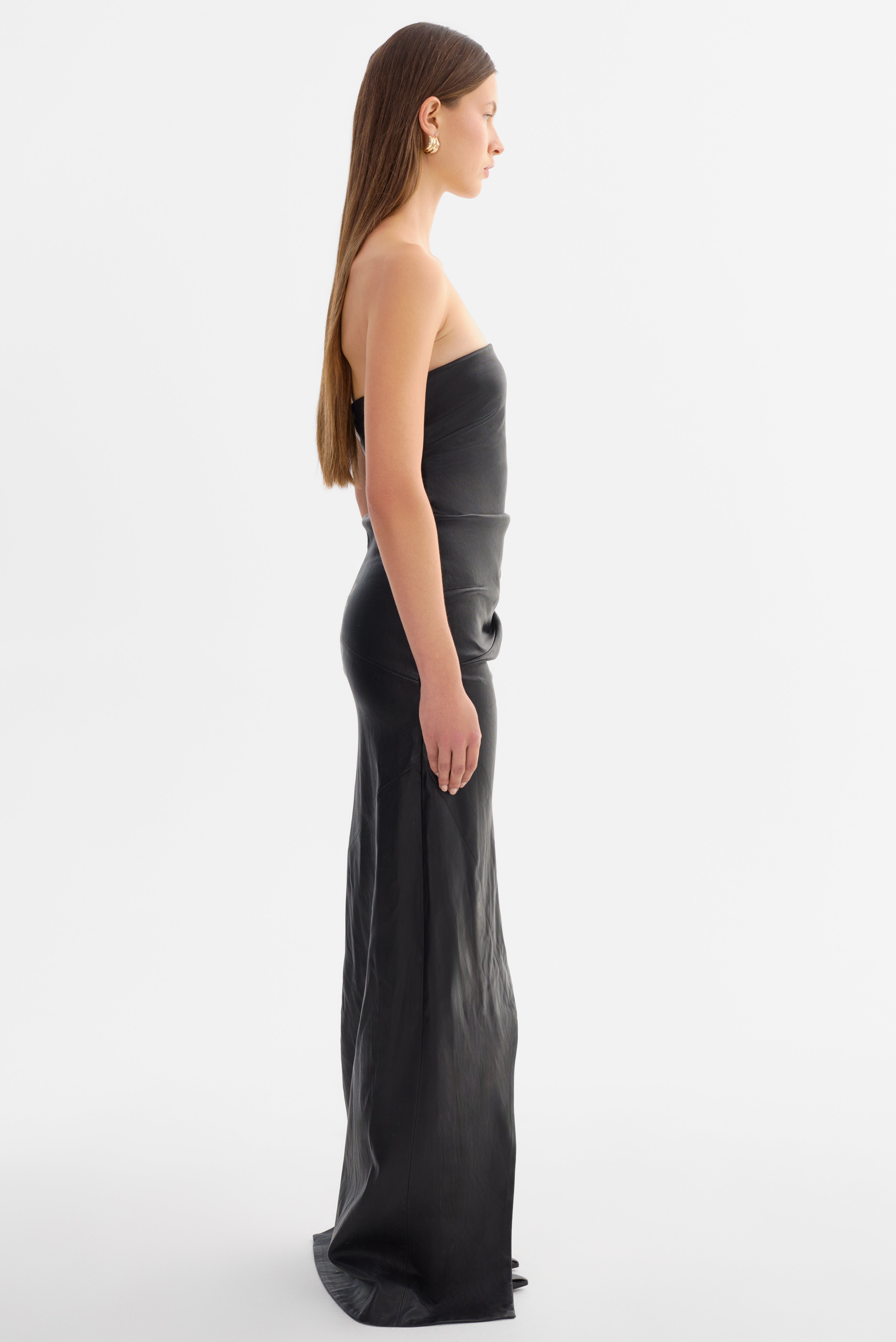 CHRISELLE | Strapless Leather Dress