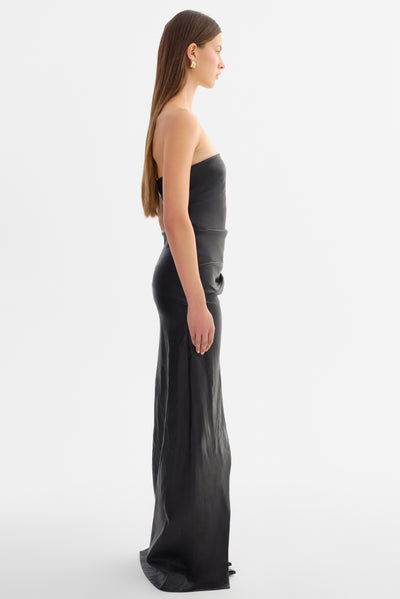 CHRISELLE | Strapless Leather Dress