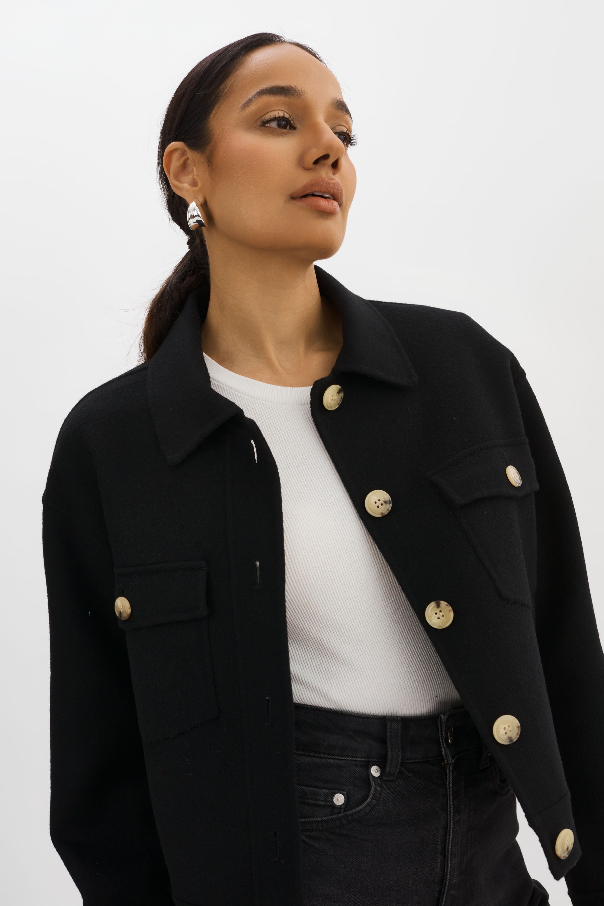 Black wool on sale jacket womens