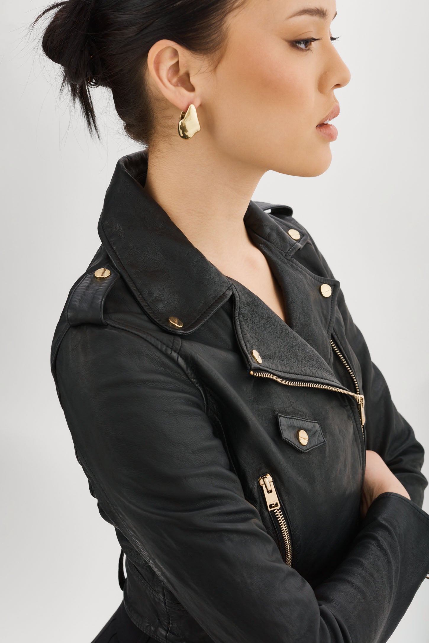 CIARA OR | Veste motard courte en cuir