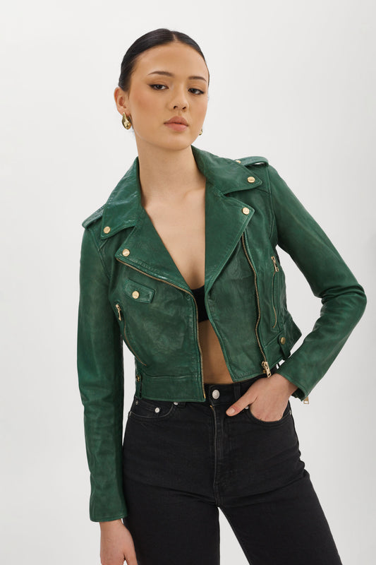 CIARA OR | Veste motard courte en cuir