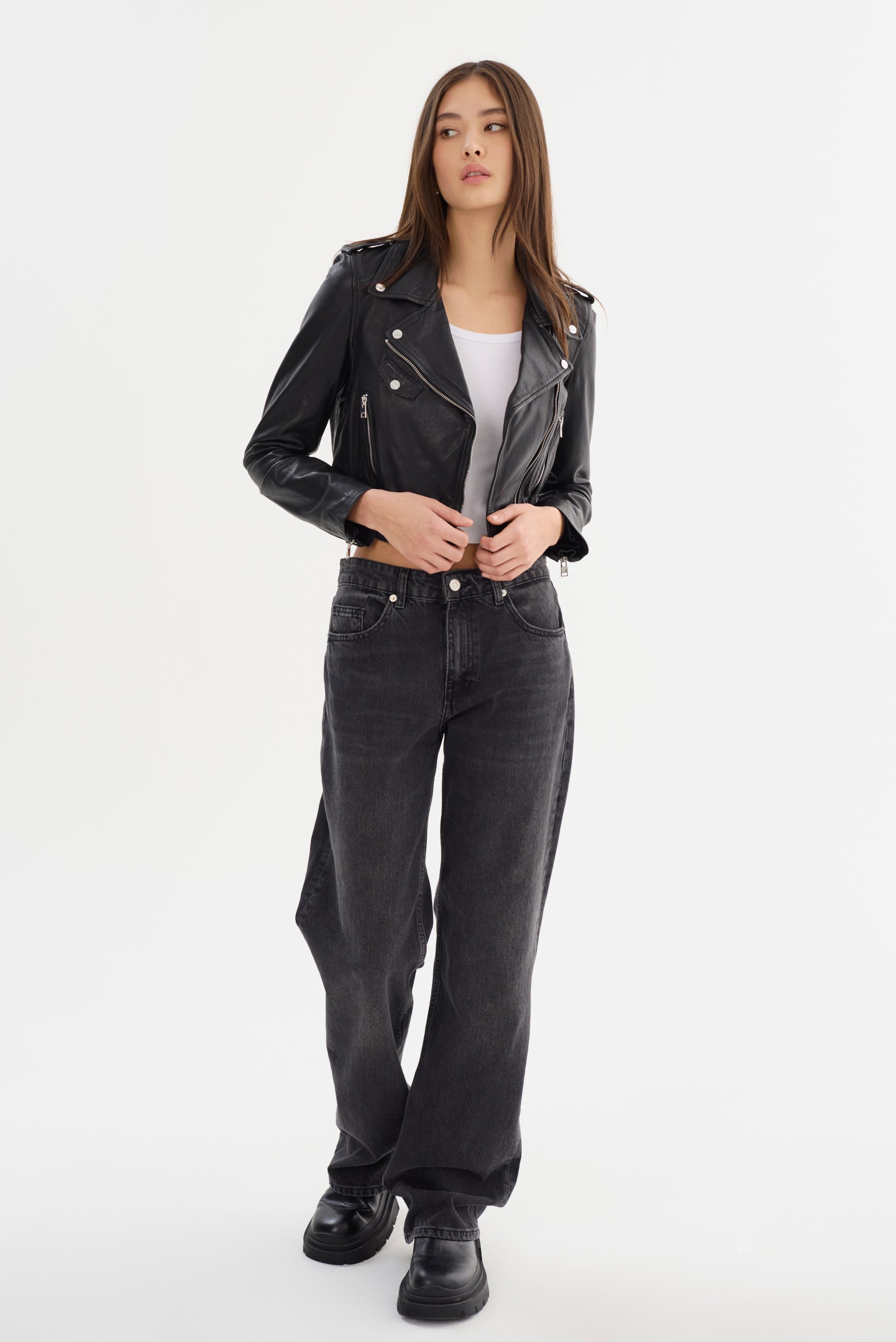 CIARA | Veste motard courte en cuir