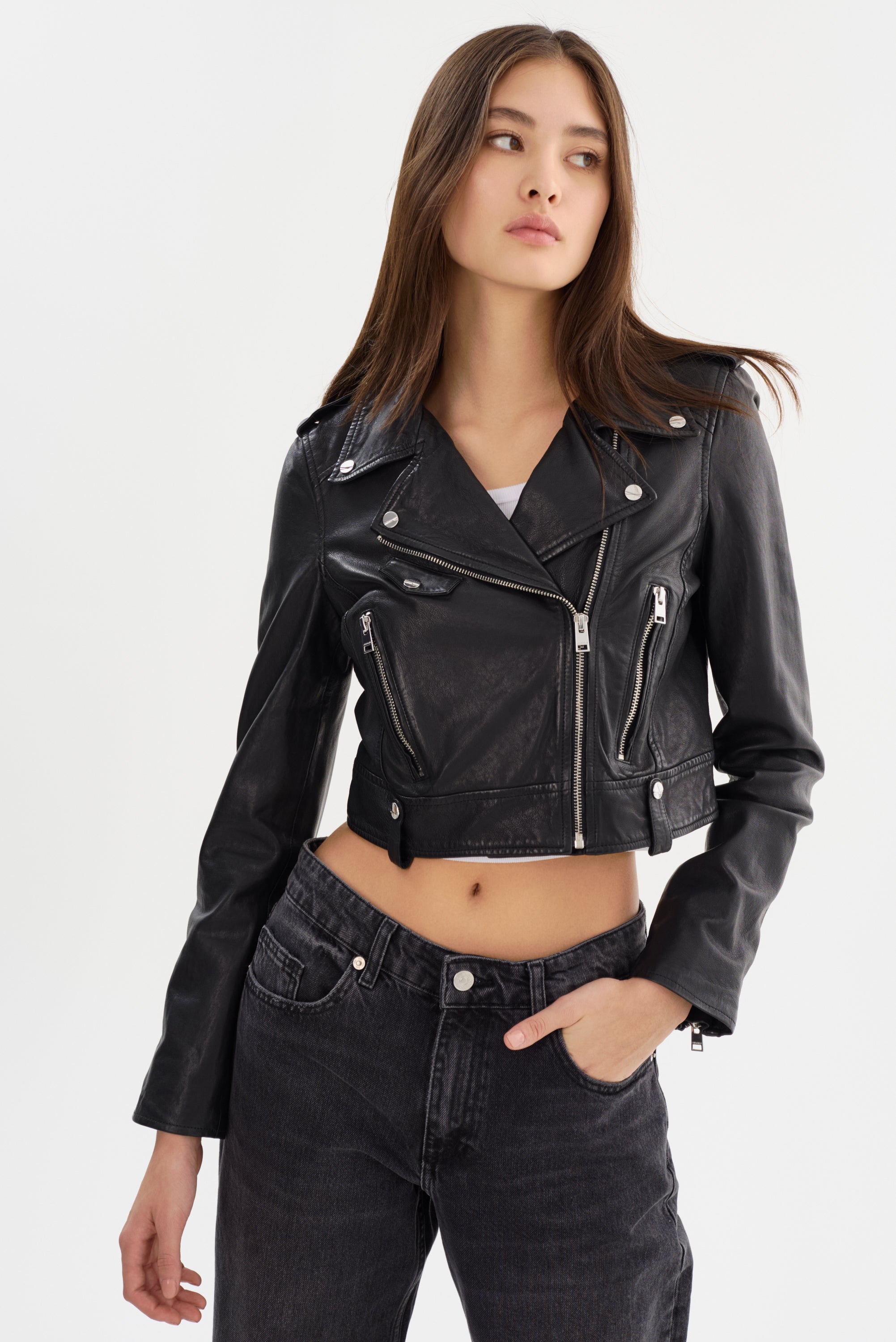 CIARA | Veste motard courte en cuir
