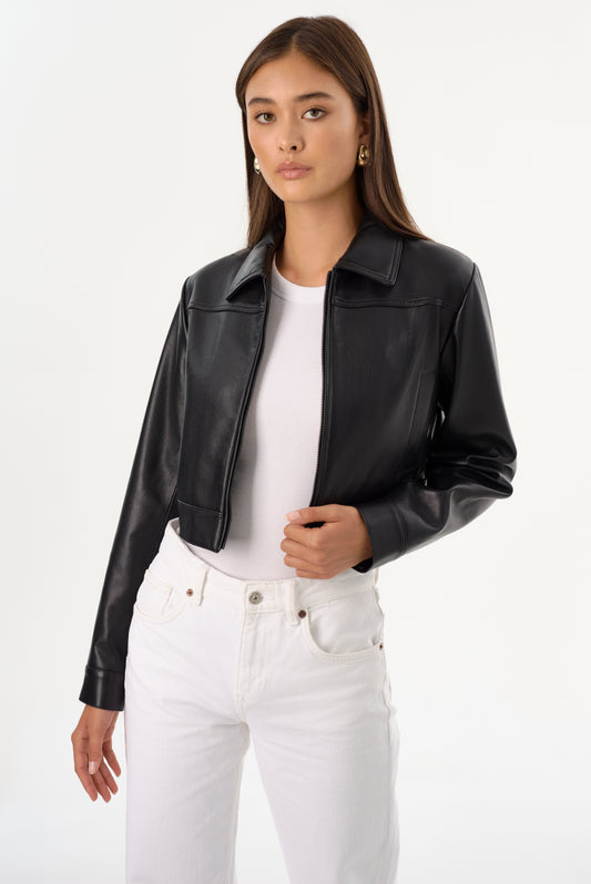 DAMIANA | Recycled Leather Cropped Jacket