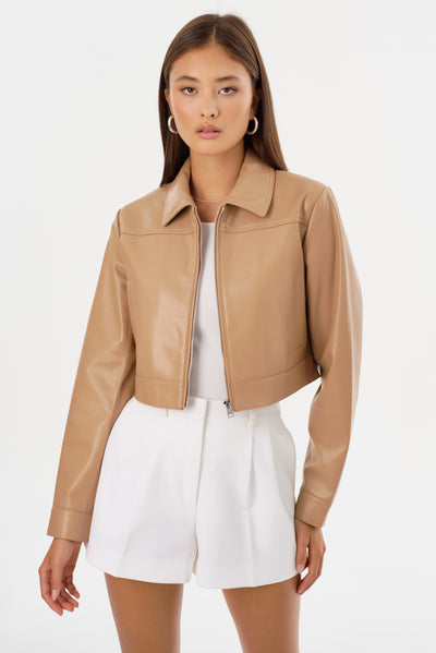 DAMIANA | Cropped Recycled Leather Jacket