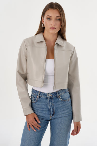 DAMIANA | Cropped Recycled Leather Jacket