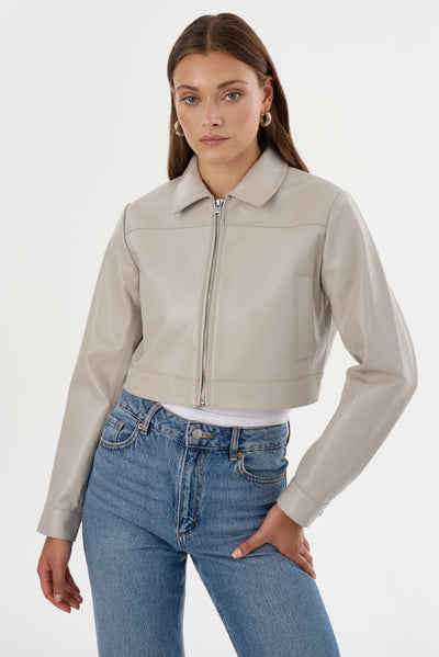 DAMIANA | Cropped Recycled Leather Jacket