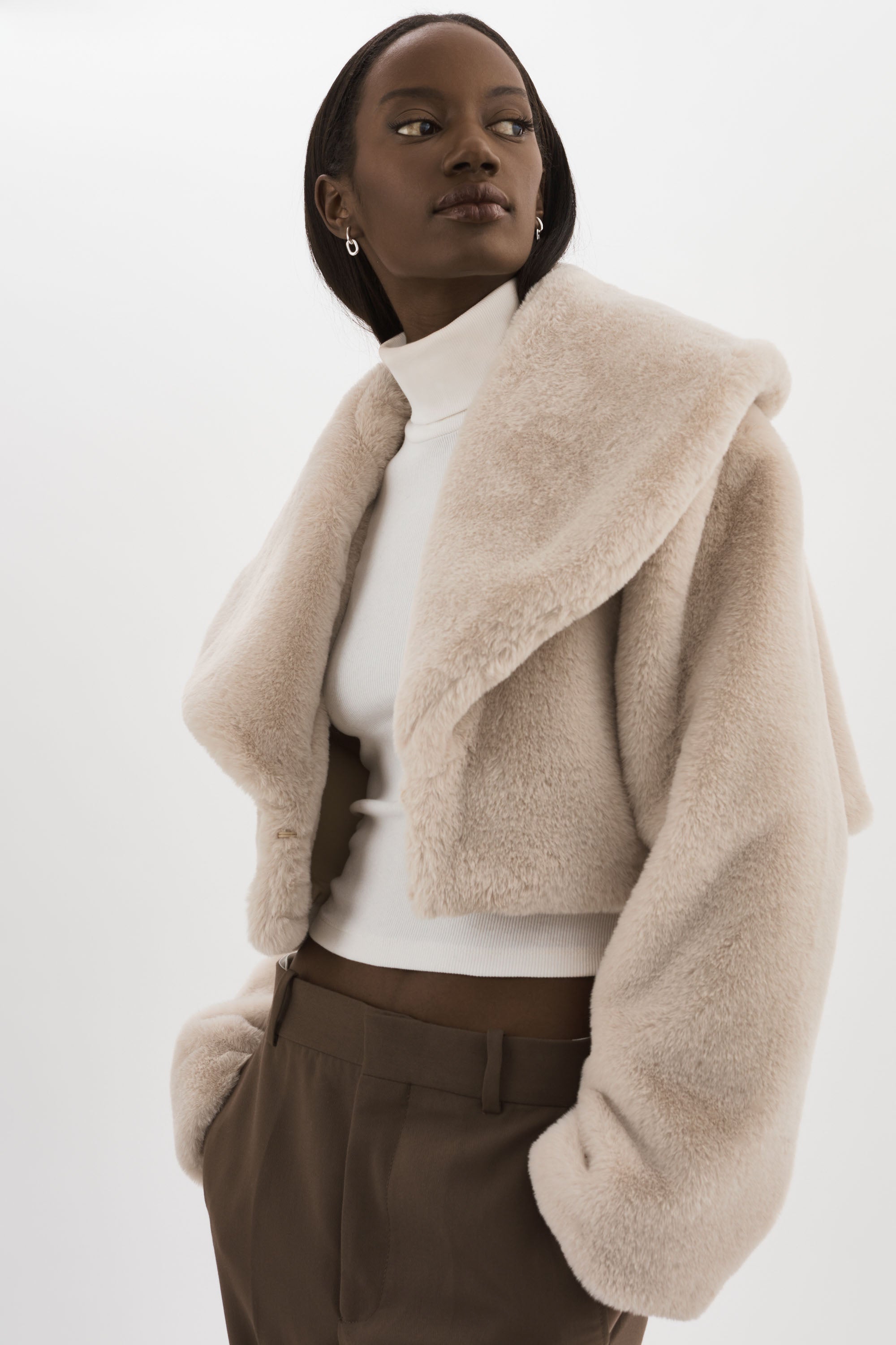 DANIKA | Cropped Faux Fur Jacket