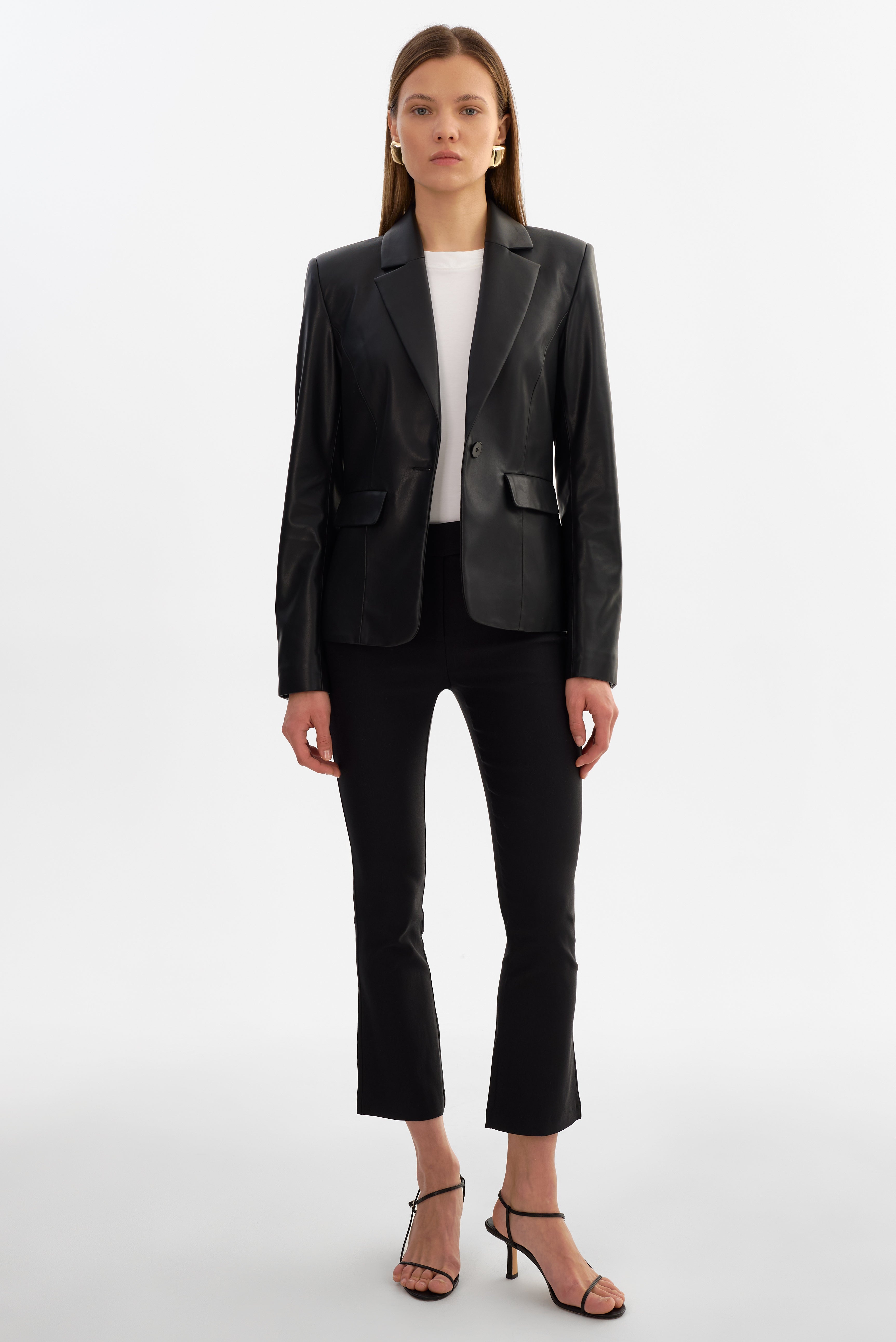 DAVIE | Faux Leather Blazer