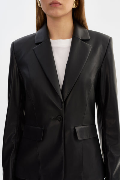 DAVIE | Faux Leather Blazer