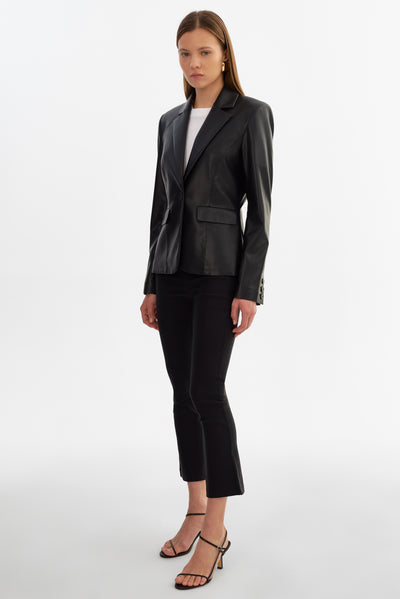 DAVIE | Faux Leather Blazer