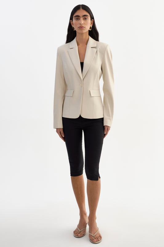 DAVIE | Faux Leather Blazer