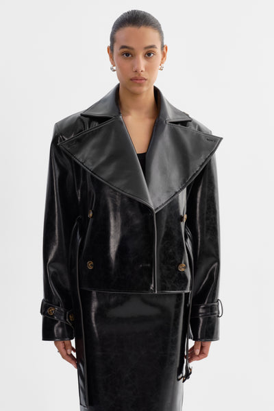 DELANIA | Trench en similicuir verni