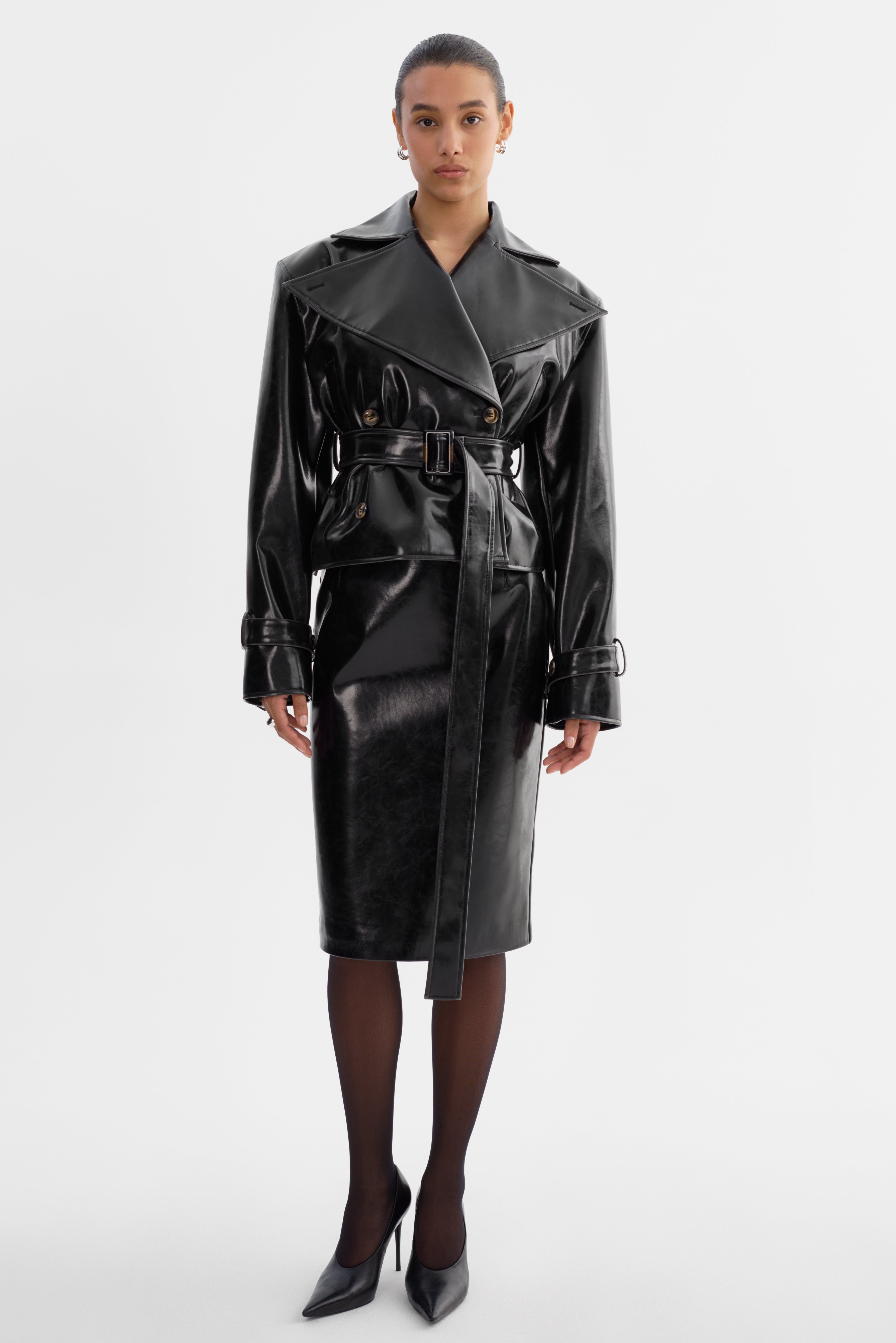 DELANIA | Trench en similicuir verni