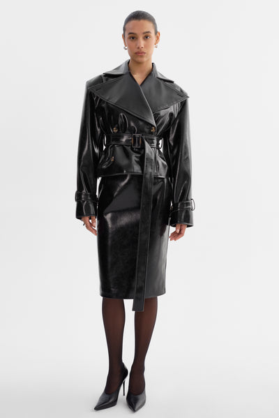 DELANIA | Trench en similicuir verni