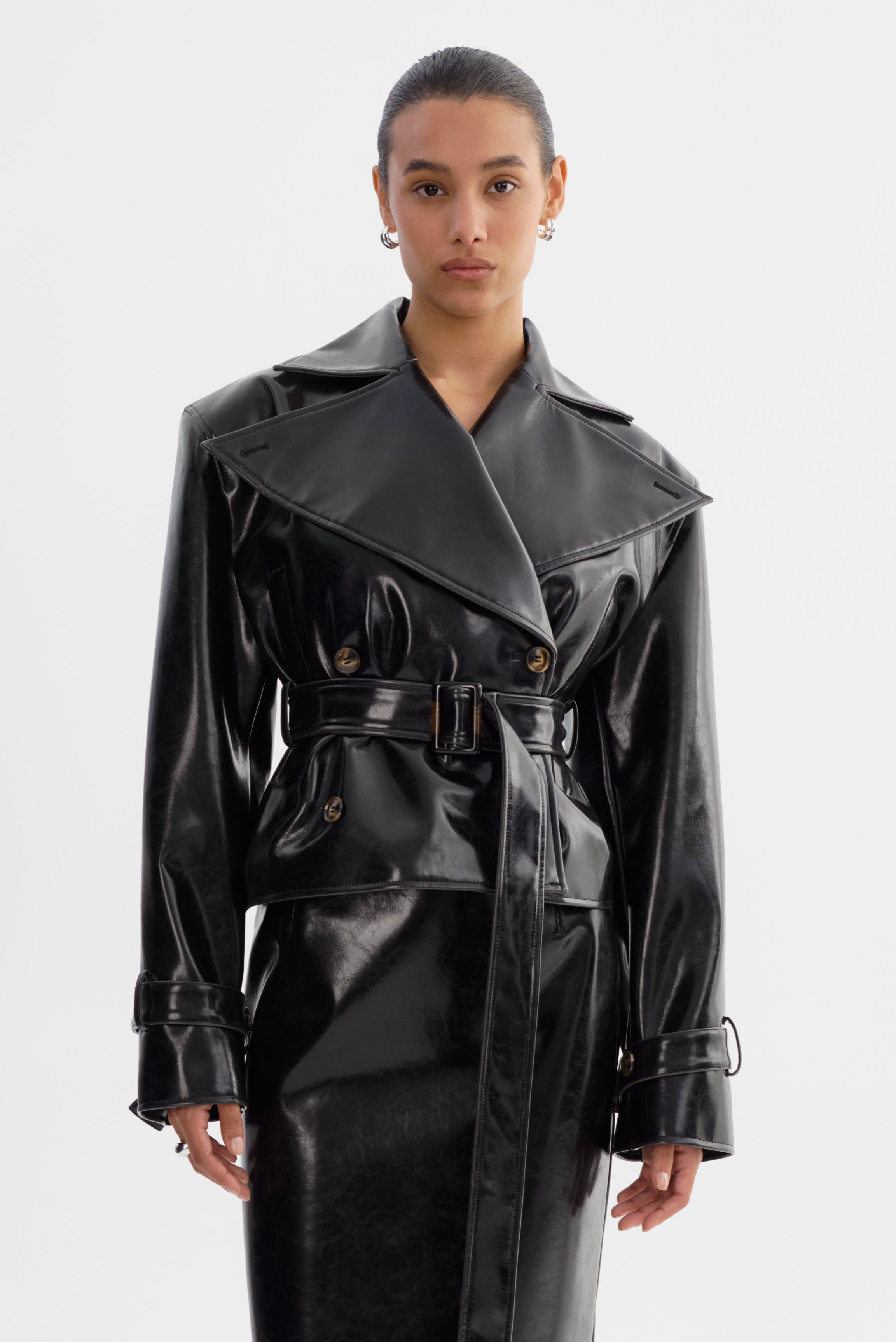 DELANIA | Trench en similicuir verni