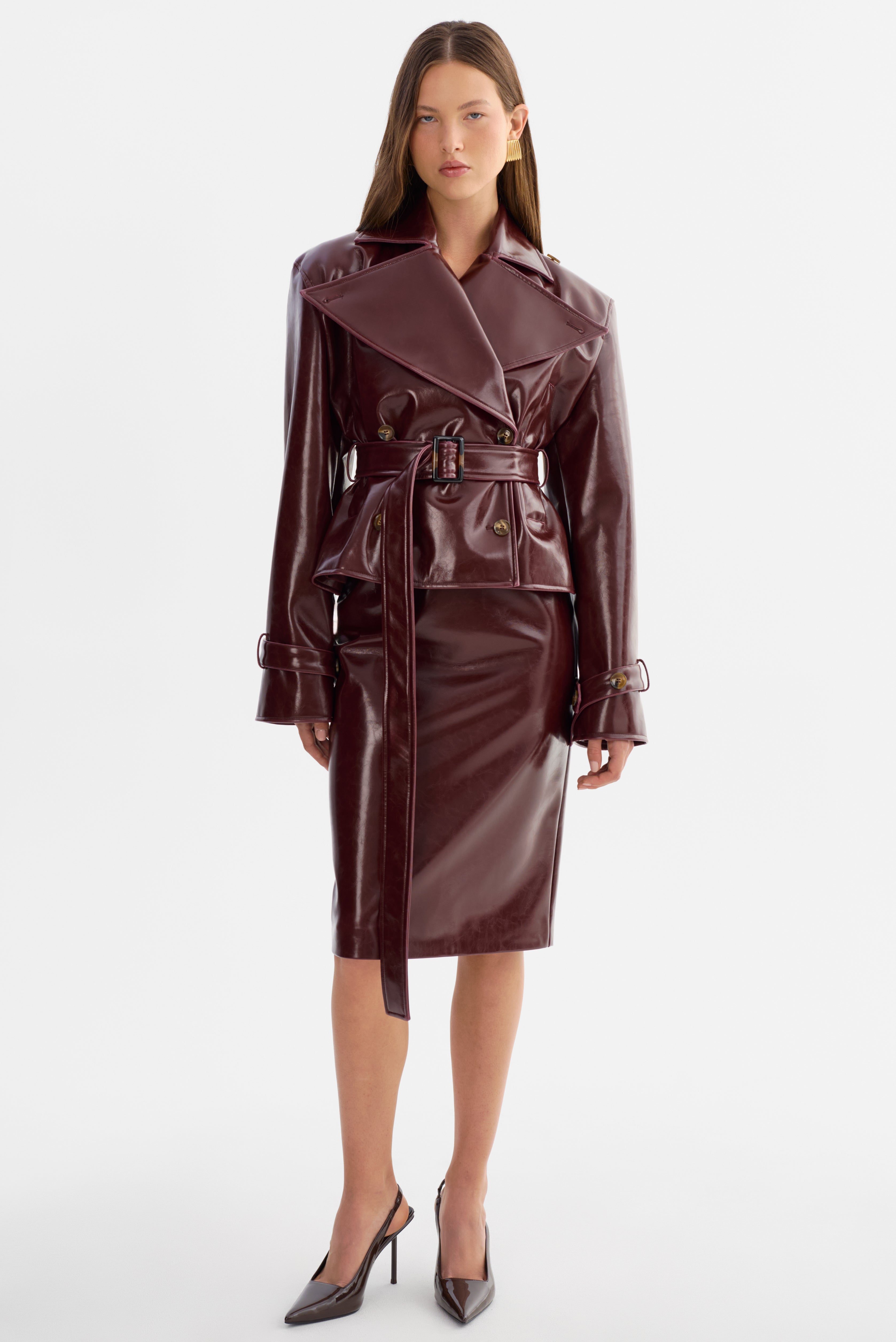 DELANIA | Trench en similicuir verni