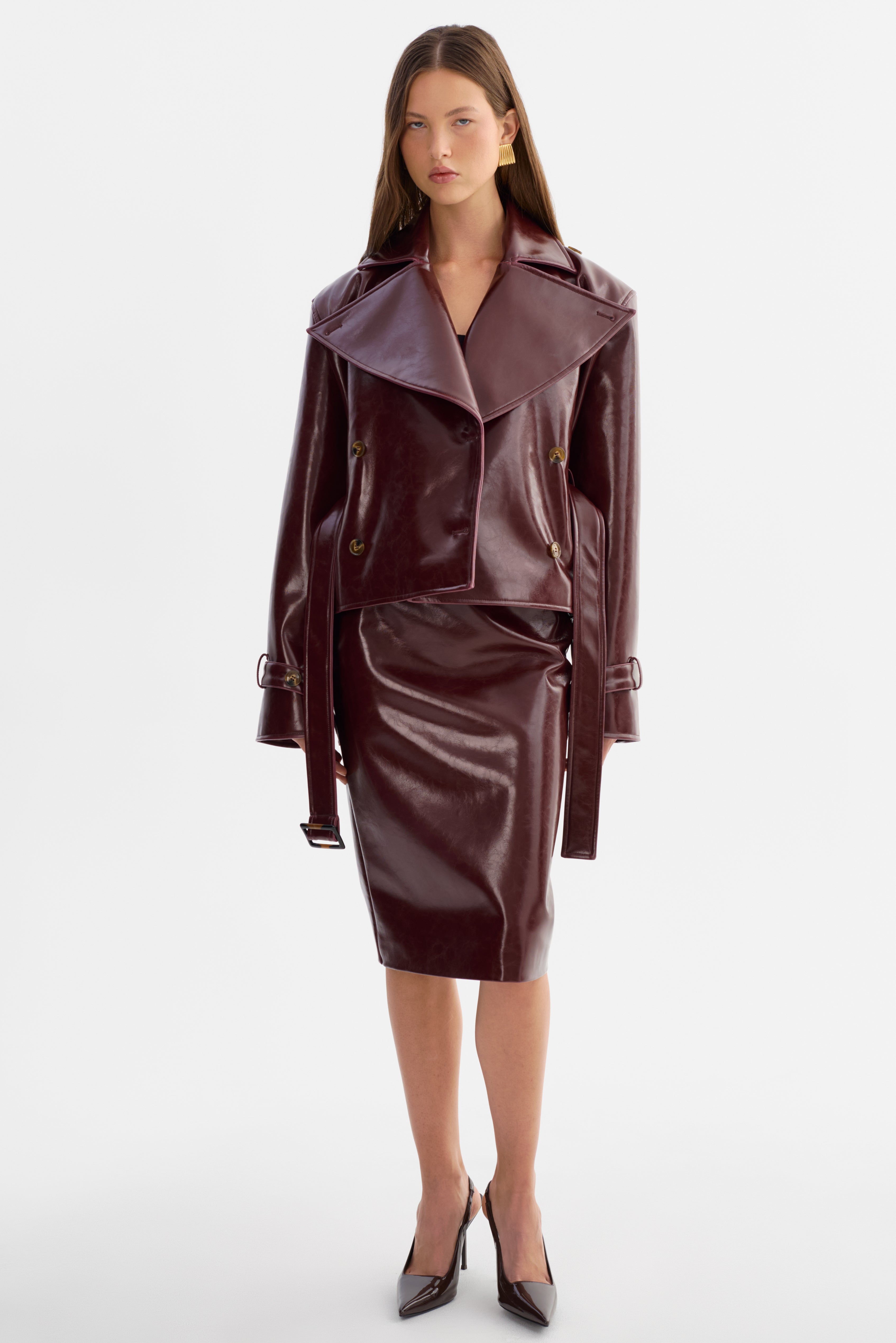 DELANIA | Trench en similicuir verni