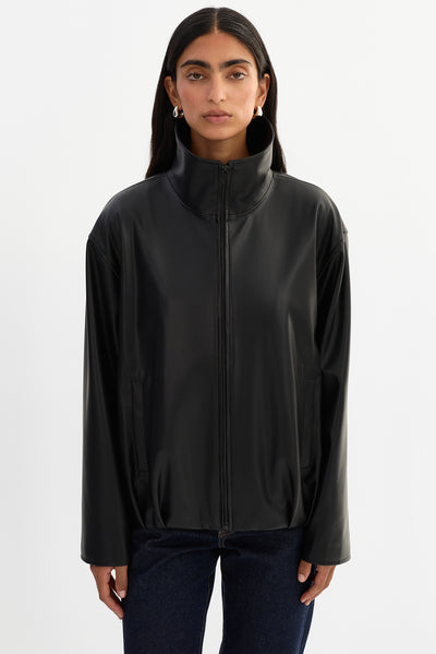 DENITA | Faux Leather Oversized Bomber Jacket
