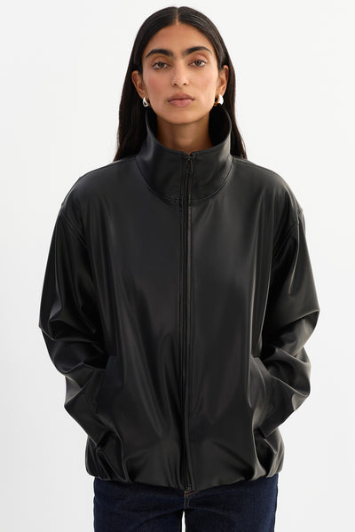 DENITA | Faux Leather Oversized Bomber Jacket