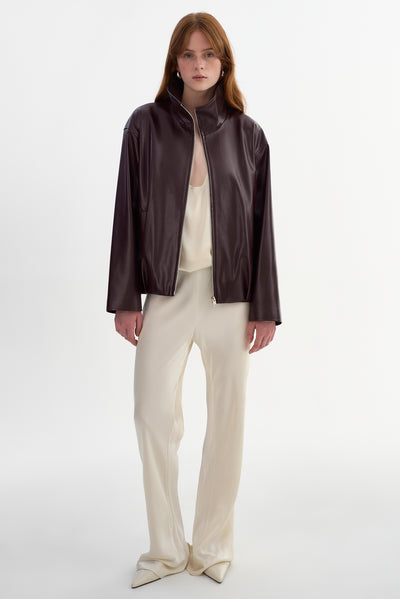 DENITA | Faux Leather Oversized Bomber Jacket