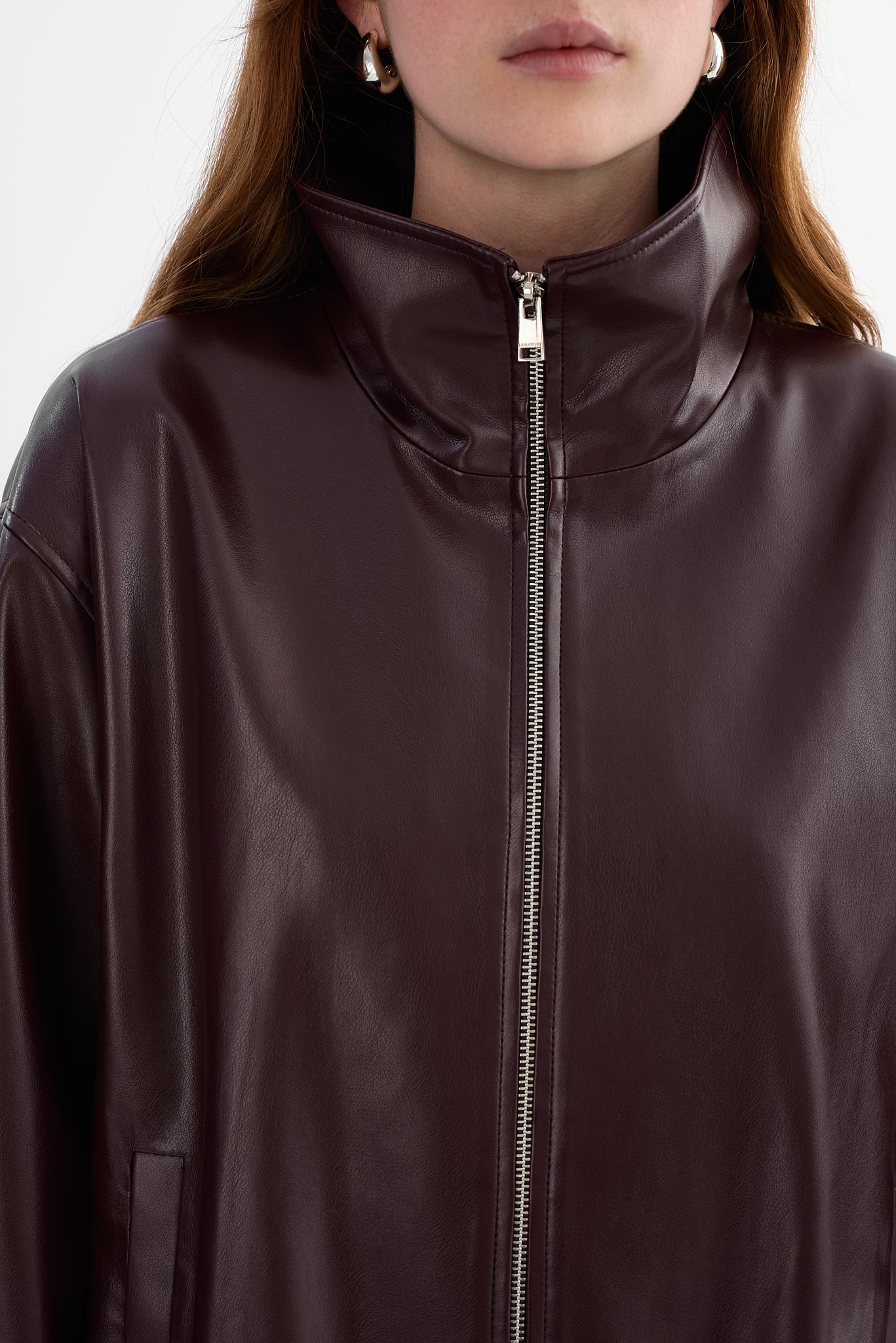 DENITA | Faux Leather Oversized Bomber Jacket