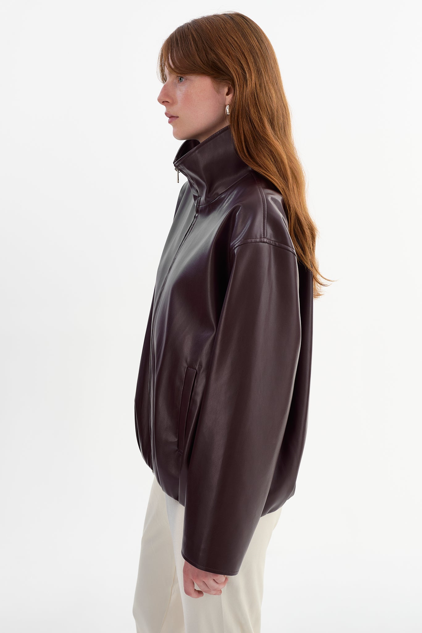 DENITA | Faux Leather Oversized Bomber Jacket