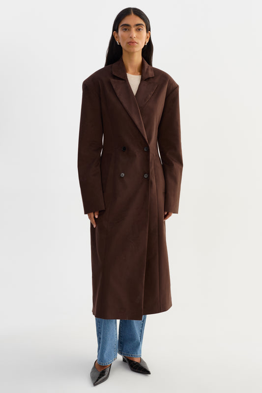 DEVIKANA | Faux Suede Long Coat