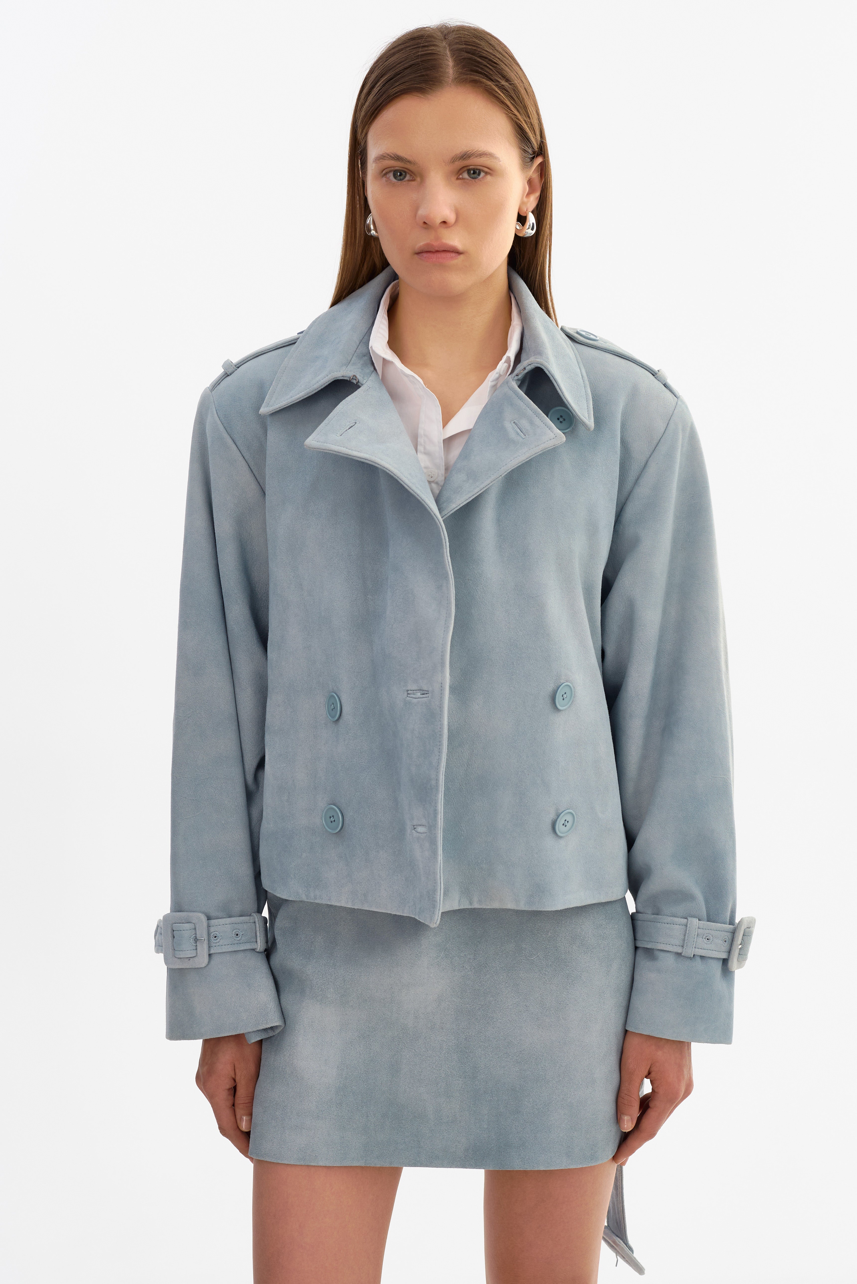 DHANA | Short Suede Trench Coat