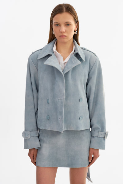 DHANA | Short Suede Trench Coat
