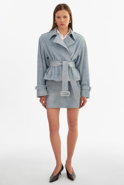 DHANA | Short Suede Trench Coat