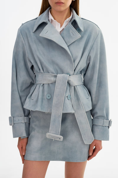 DHANA | Short Suede Trench Coat