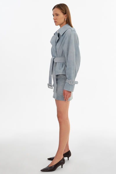 DHANA | Short Suede Trench Coat
